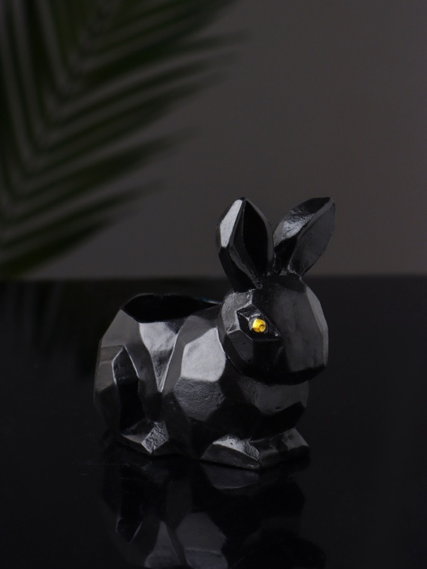 Подсвечник "Заяц геометрический" 8х7х5 см, чёрный