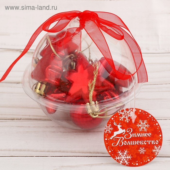 Набор украшений пластик 10 шт Набор украшений пластик 10 шт "Санда" красный