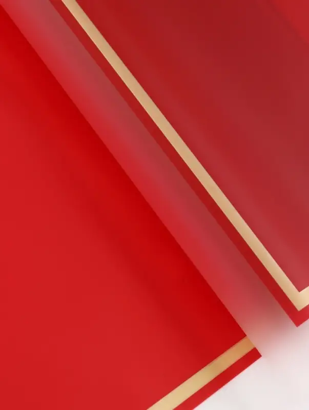 Плёнка для цветов, красный с золотым, 58 см&times;10 м