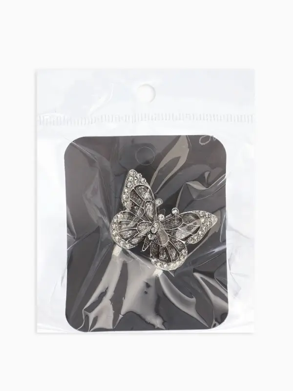 Кольцо для платка Кольцо для платка "Бабочка", цвет белый в чернёном серебре
