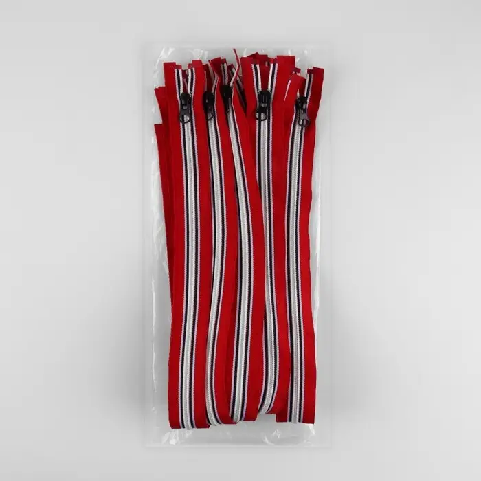 Молния «Спираль», №5, разъёмная, замок автомат, 60 см, красная, белая, чёрная Молния «Спираль», №5, разъёмная, замок автомат, 60 см, красная, белая, чёрная