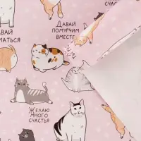 Бумага упаковочная глянцевая «Коты», 70 х 100 см