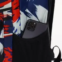 Рюкзак школьный на молнии, с карманами, с принтом, размер 29&times;12&times;42 см, синий/красный