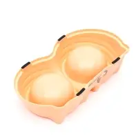 Миска двойная &laquo;Кисы&raquo;, 28&times;16.3&times;7.3 см, на пластиковом основании, металл, розовая