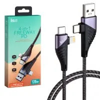 *Кабель 4 в 1 USB/Type-C на Type-C /Lightning 1.2m 3А PD Freeway ISA U95