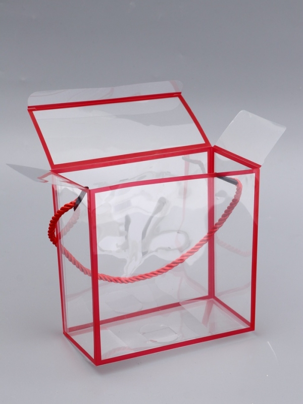 Коробка из PET с ручками, красная, 14 х 14 х 7 см Коробка из PET с ручками, красная, 14 х 14 х 7 см