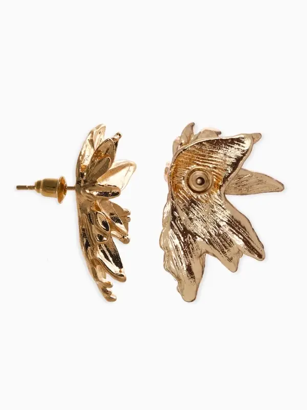 Серьги металл Серьги металл "Цветы половинки", цвет золото