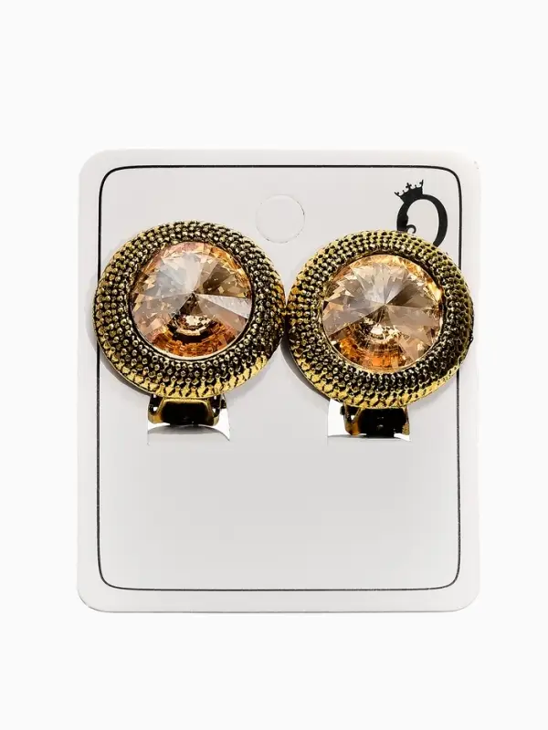 Клипсы Клипсы "Винтаж" круг страз, цвет золотой в чернёном золоте