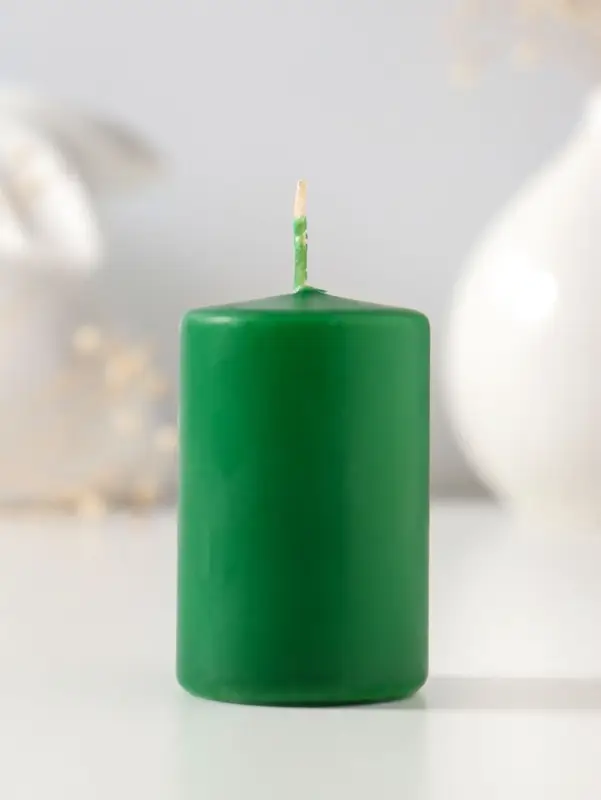 Свеча - цилиндр 4&times;6 см, 59 г, 6 ч, зелёный