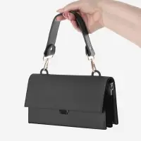 Ручка для сумки, с карабинами, 35&plusmn;1 см &times; 3.5 см, цвет чёрный, золотой