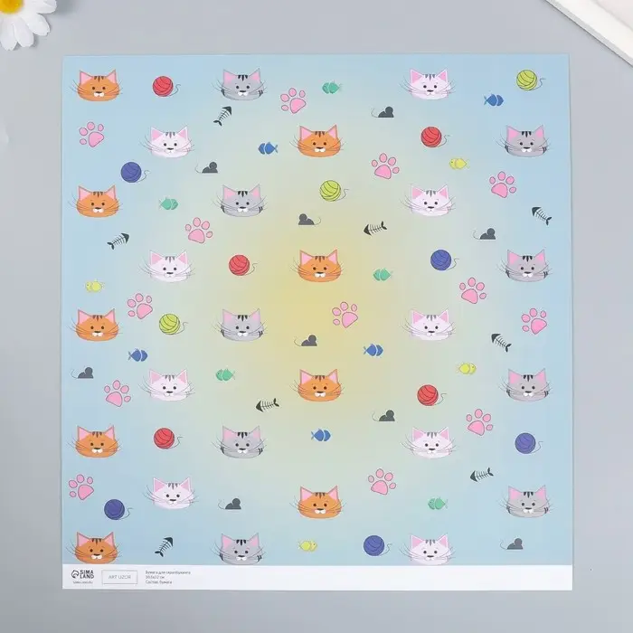 Бумага для скрапбукинга "Котята" плотность 180 гр 30,5х32 см