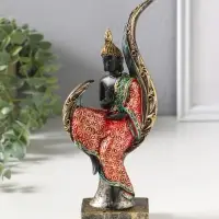 Сувенир полистоун "Будда в ярком одеянии на листе" 4х8,2х19,5 см