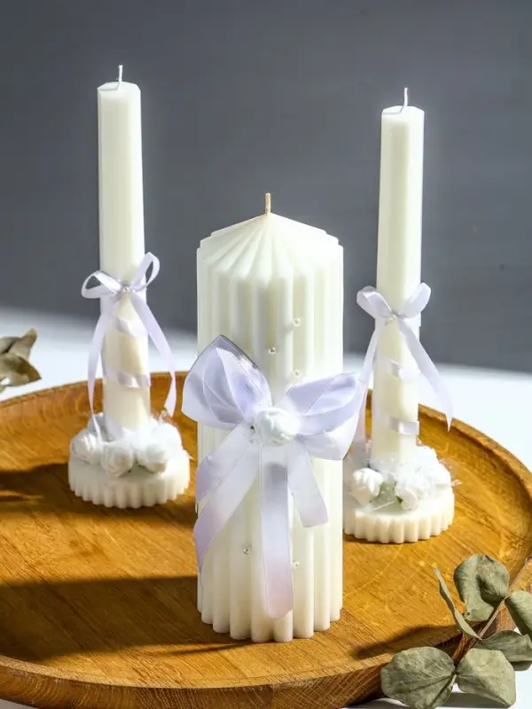 Свечи свадебные  Свечи свадебные "Большая любовь" набор 3 шт (20,5 см + 2 шт по 22 см), белый