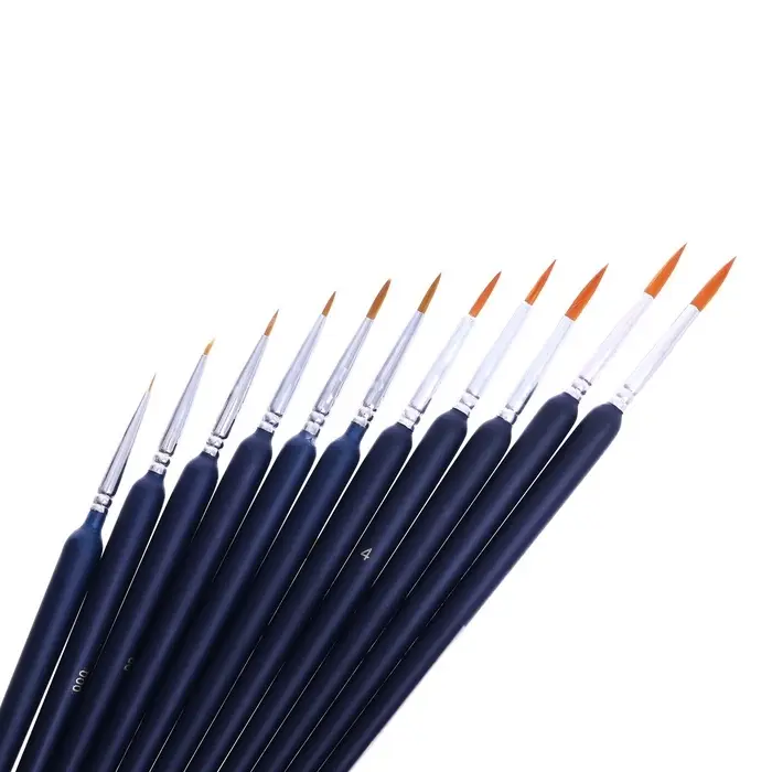 Набор кистей для рисования, нейлон, 11 штук: № 00000, 000, 00, 0, 1, 2, 3, 4, 5, 6, 7, Calligrata, круглые, деревянная ручка, международный размер