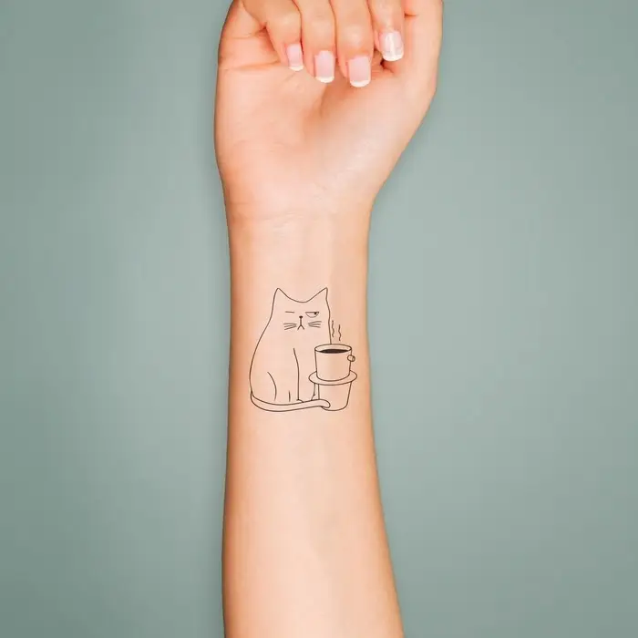 Переводная тату на тело чёрная «Котокофе», 6×6 см Переводная тату на тело чёрная «Котокофе», 6×6 см