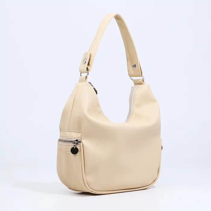 Сумка - мешок женская на молнии, 26&times;10&times;26 см, бежевая