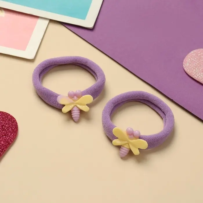 Резинка для волос  Резинка для волос "Фея" (набор 2 шт) стрекоза, 4 см, сиреневый