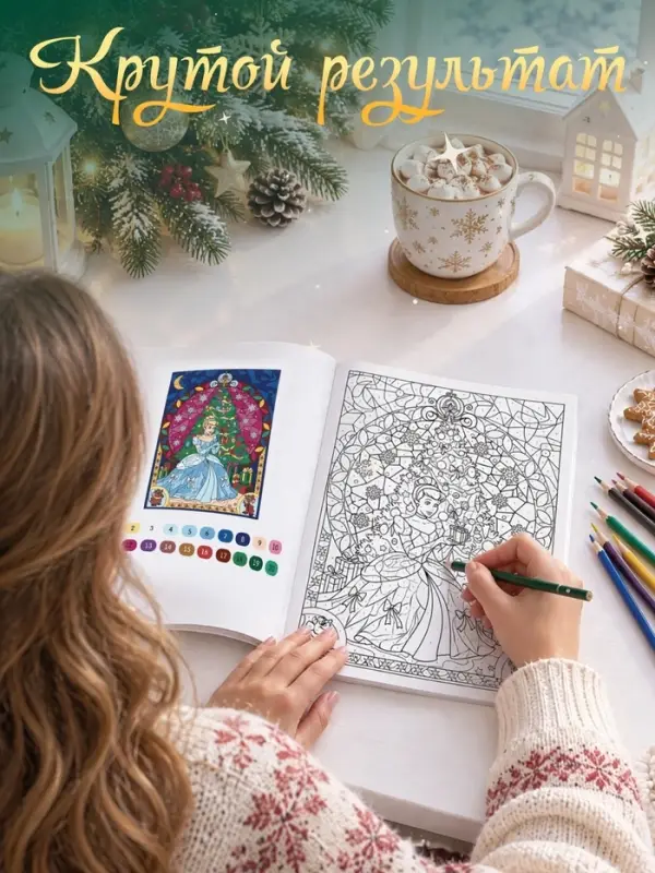 Раскраска по номерам, новогодняя, 17&times;24 см, &laquo;Принцессы&raquo;
