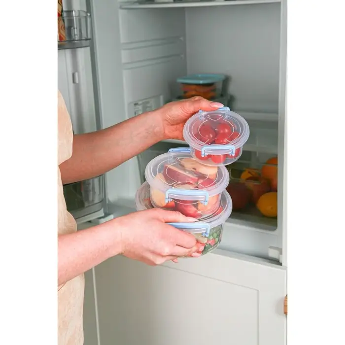 Контейнер пищевой, 300 мл, d=12 см, h=5 см, круглый, прозрачный, голубой