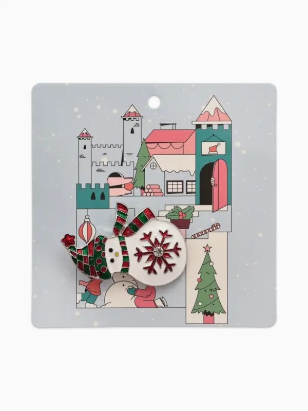 Брошь новогодняя &laquo;Снеговик со снежинкой&raquo;, разноцветная в серебре