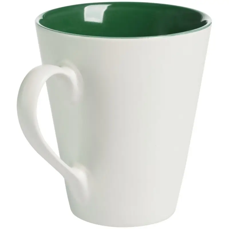 Кружка New Bell матовая, белая с зеленым Кружка New Bell матовая, белая с зеленым