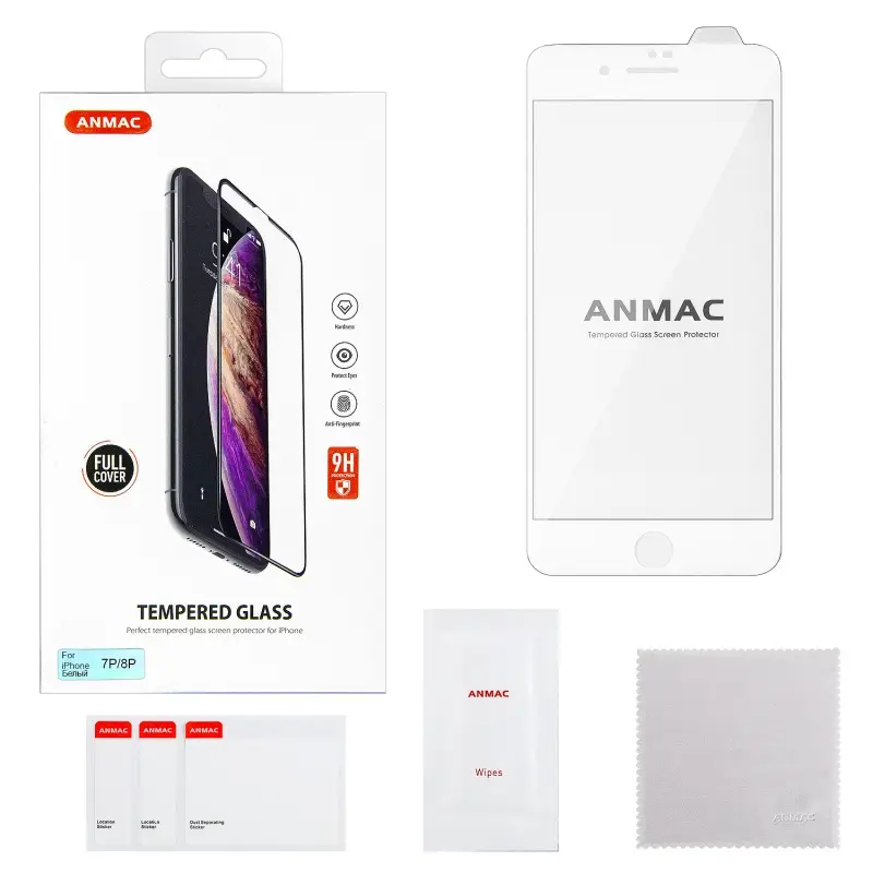 Защитное стекло для iPhone 7/8 Plus Full Cover ANMAC белое Арт. 1137112