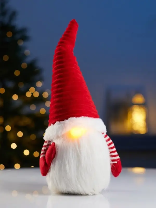 Светодиодная фигура &laquo;Гном романтик в красном&raquo; 40 см, текстиль, 1 LED, от батареек LR1130&times;3, свечение тёплое белое