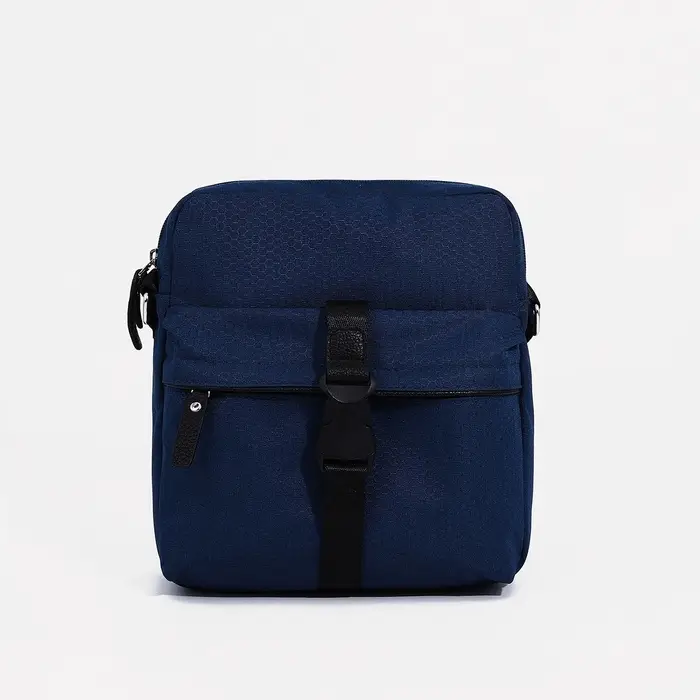 Сумка кросс-боди мужская TEXTURA, на молнии, 3 наружных кармана, 24&times;10&times;28 см, синяя