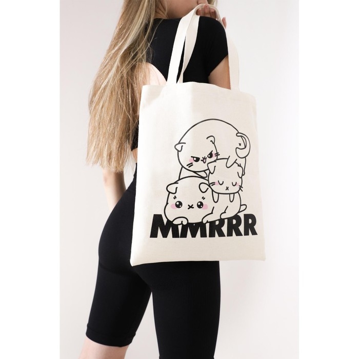 Шопер детский для девочки Милый котик без молнии, без подкладки, цвет бежевый Шопер детский для девочки Милый котик без молнии, без подкладки, цвет бежевый