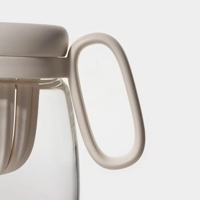 Кружка &laquo;Бьорн&raquo;, 850 мл, с крышкой и трубочкой, стекло, бежевая