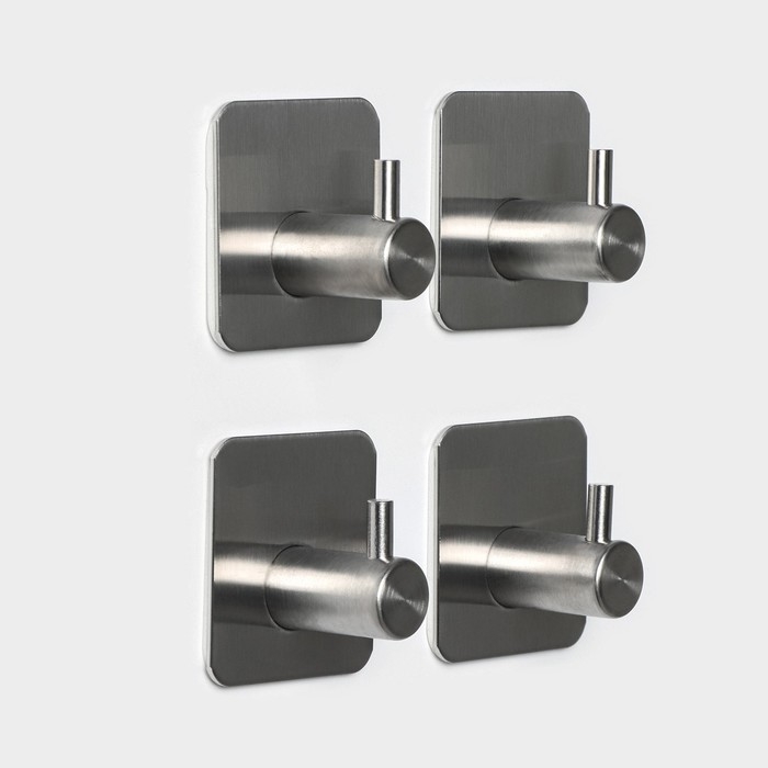 Крючки самоклеящиеся для ванной комнаты Stölz, 4 шт, цвет серебристый Крючки самоклеящиеся для ванной комнаты Stölz, 4 шт, цвет серебристый