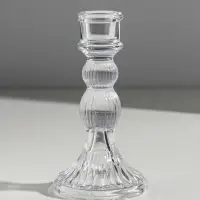 Стеклянный подсвечник на 1 свечу &laquo;Колонна с шарами&raquo;, прозрачный, 15.5&times;8&times;8 см