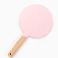 Зеркало с ручкой, 14&times;25 см, (d=12.5 см), розовое