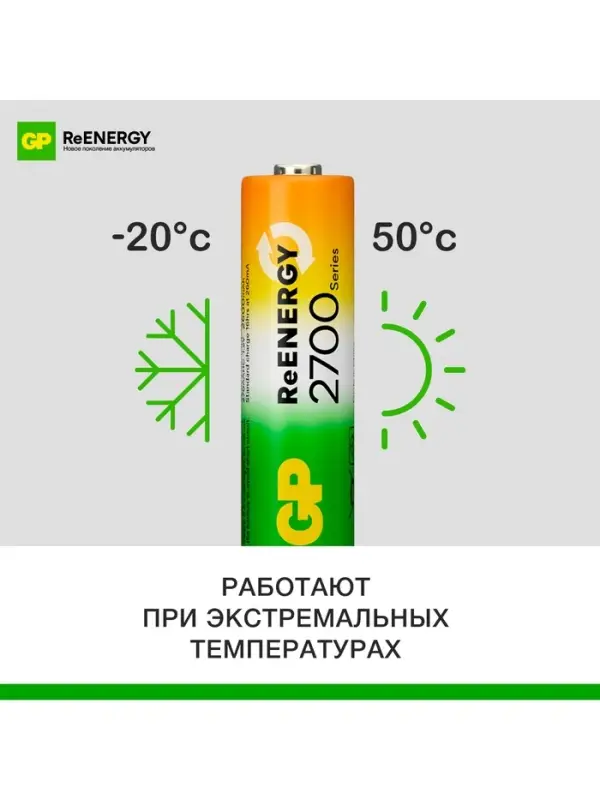 Аккумулятор GP, Ni-Mh, AA, HR 6-4BL, 1.2 В, 2700 мАч, блистер, 4 шт.
