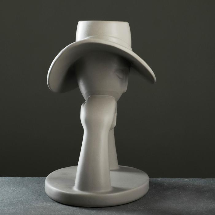 Кашпо Кашпо "Дама в шляпе" серое, 28х23см