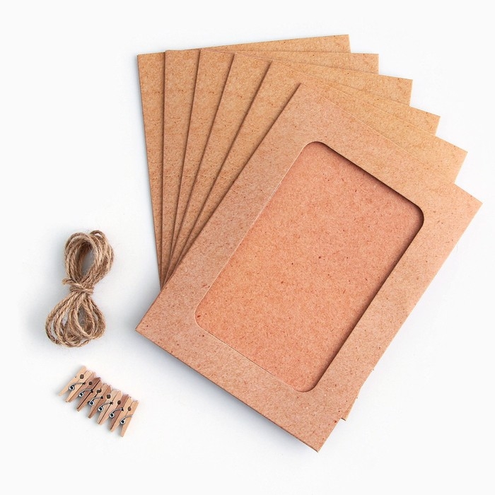 Гирлянда для фотографий с прищепками «Крафт», 6 шт. Гирлянда для фотографий с прищепками «Крафт», 6 шт.