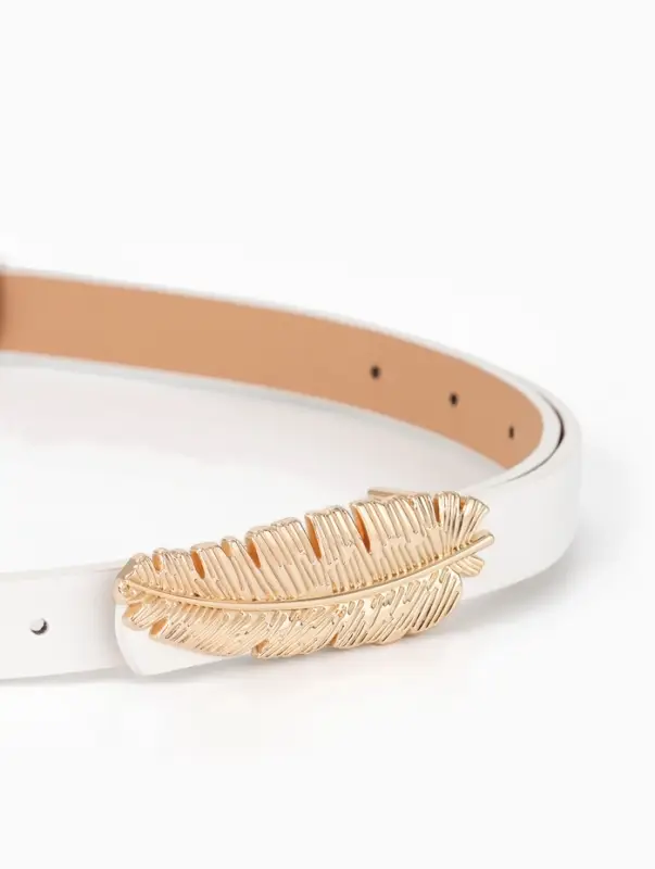 Ремень женский &laquo;Перо&raquo;, гвоздик, 2&times;110 см, без винта, белый