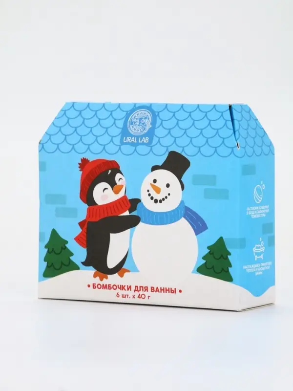 Бомбочки для ванны в домике «Пингвин», набор 6 шт х 40 г, URAL LAB Бомбочки для ванны в домике «Пингвин», набор 6 шт х 40 г, URAL LAB