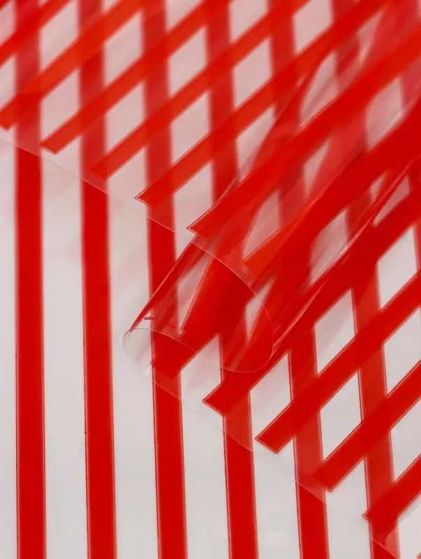 Пленка прозрачная с рисунком «Полосы узкие» Красный 0.7×8.2±5%м