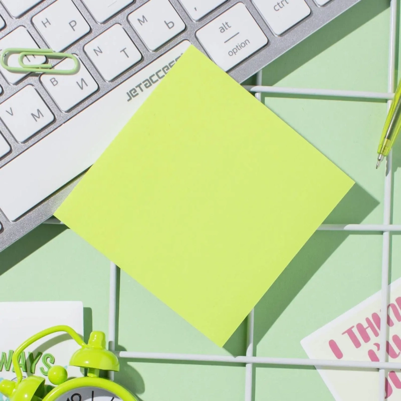 Стикеры с клеев.краем 76x76 мм 100 лист неоновый зеленый