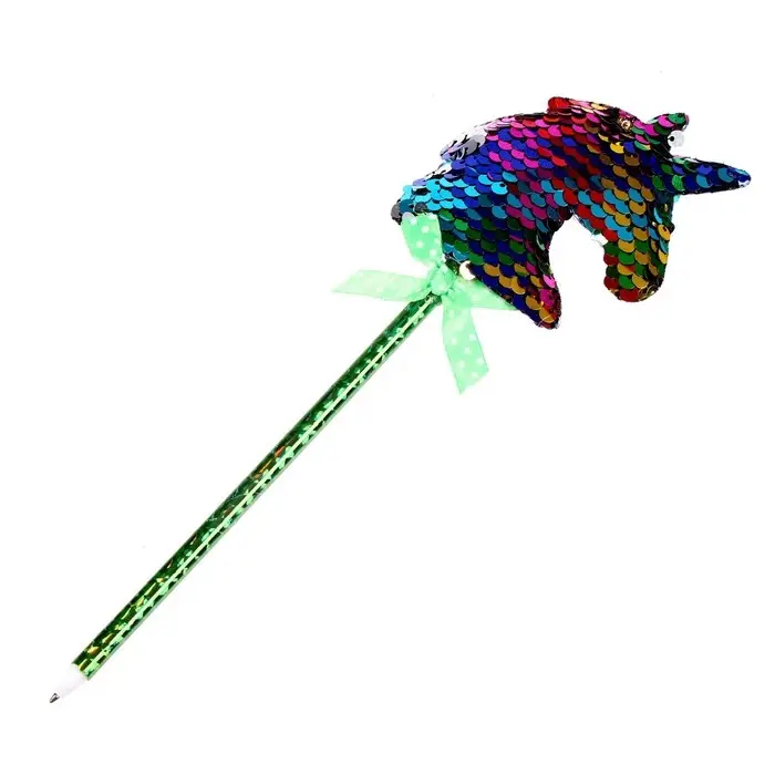 Ручка «Единорог», с пайетками, синие чернила, МИКС