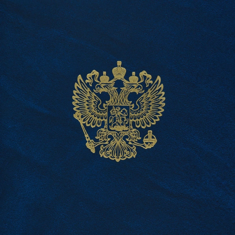 Папка адресная бумвинил А4 (объемная) На подпись Госсимволика синяя