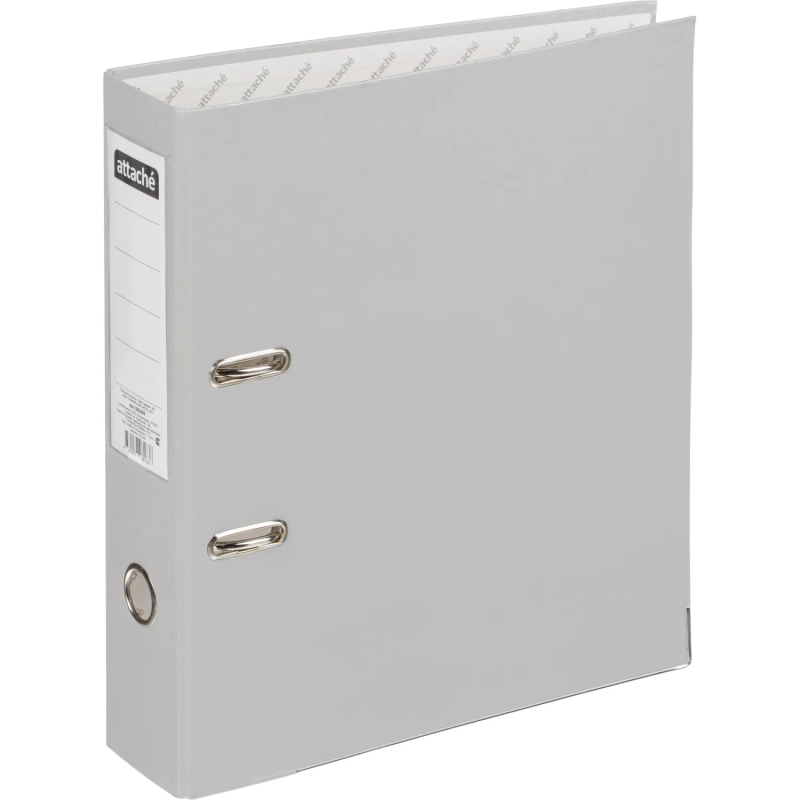 Папка-регистратор 75мм Attache А4, серая, тиснение кожа, метал. угол