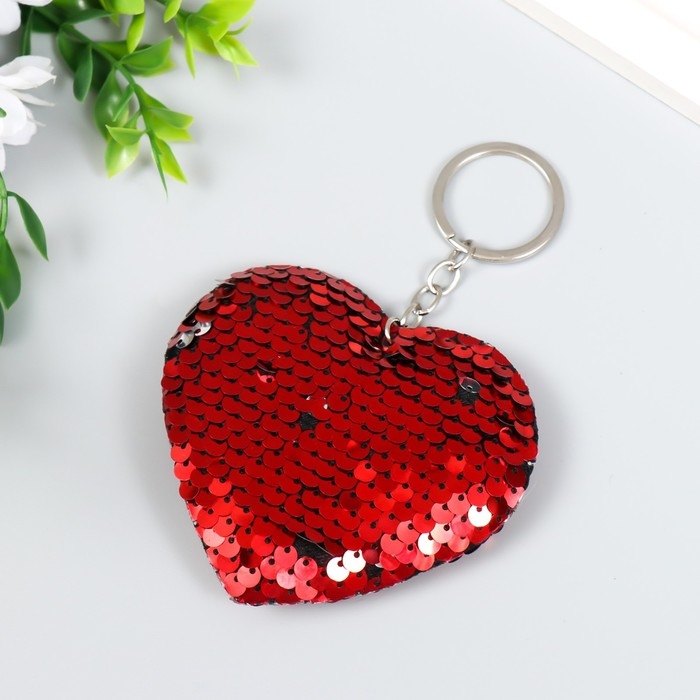 Брелок текстиль пайетки Брелок текстиль пайетки "Сердечко" МИКС 9х8 см