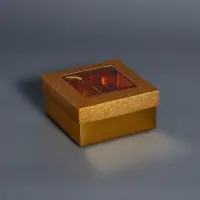 Коробка для 4 конфеты золото глиттер, 8.5&times;8.5&times;4 см