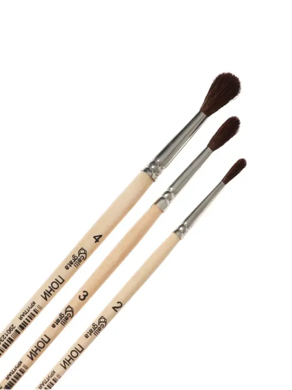 Набор кистей для рисования, пони, 3 штуки: № 2, 3, 4, Calligrata, круглые, деревянная ручка, в пакете