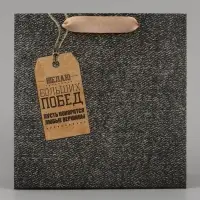 Пакет подарочный ламинированный квадратный, упаковка, &laquo;Больших побед&raquo;, 22&times;22&times;11 см