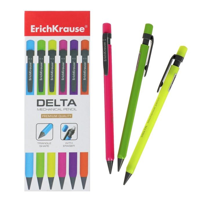Карандаш механический ErichKrause  Карандаш механический ErichKrause "Delta", НВ, грифель d=0.5 мм, трёхгранный, в коробке, микс