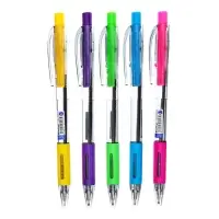 Ручка шариковая Berlingo. SI-400 Color, автоматическая, синий стержень, узел 0.7 мм, резиновый упор, МИКС