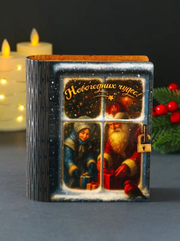 Новогодняя копилка-шкатулка "Новогодних чудес" 14х12х5 см